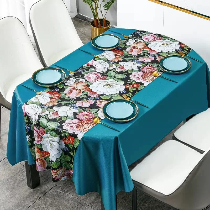 

Northern Europe Waterproof Oval Table Cover PVC Table Cloths Geometric Oil-proof Easy To Clean Coffee Dinning Tablecloth Decor