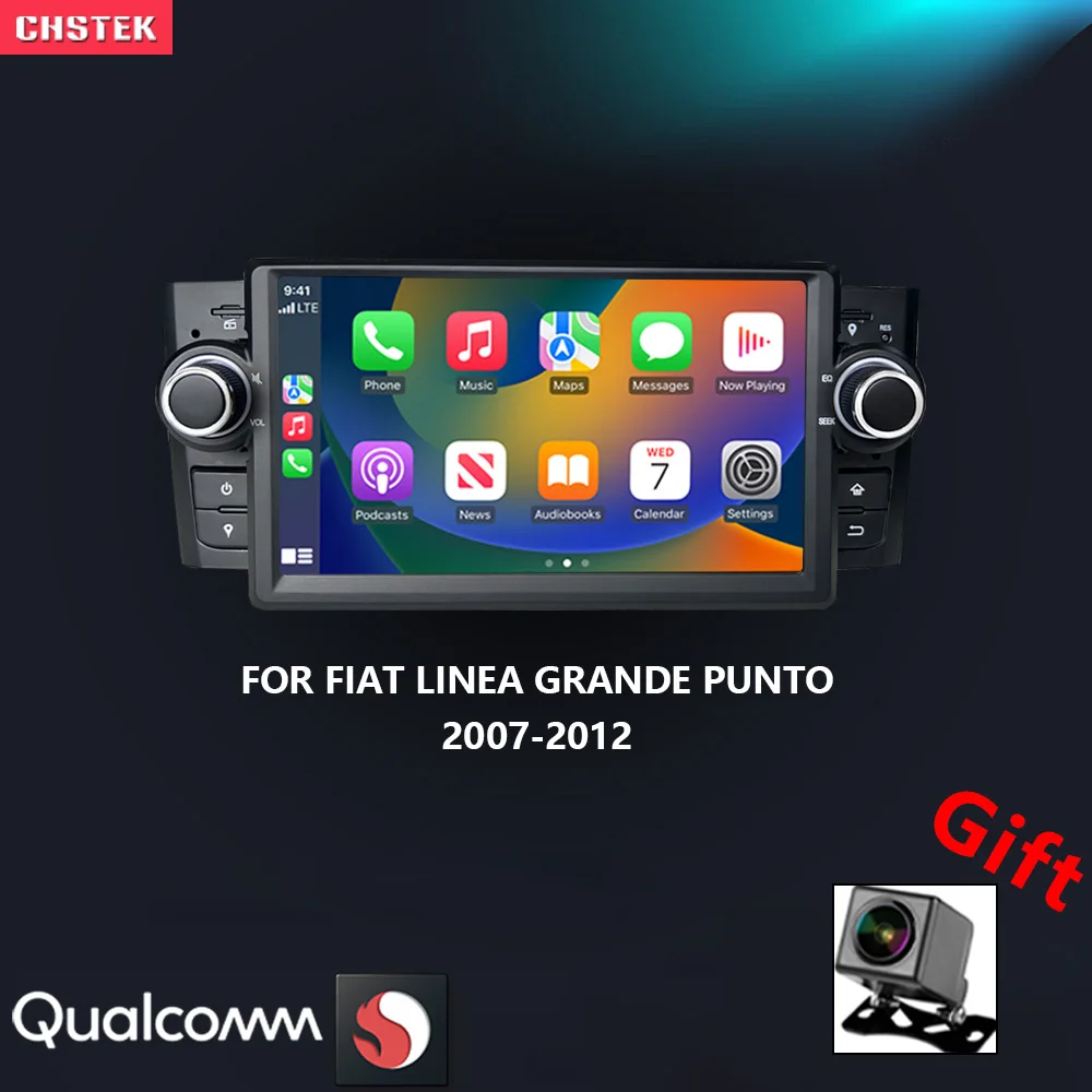 Фото Автомобильный радиоприемник CHSTEK Android 13 для Fiat Linea Grande Punto 2007 2008 2009 2010 2011 2012 Мультимедийный GPS Bluetooth WIFI 4G Carplay №1