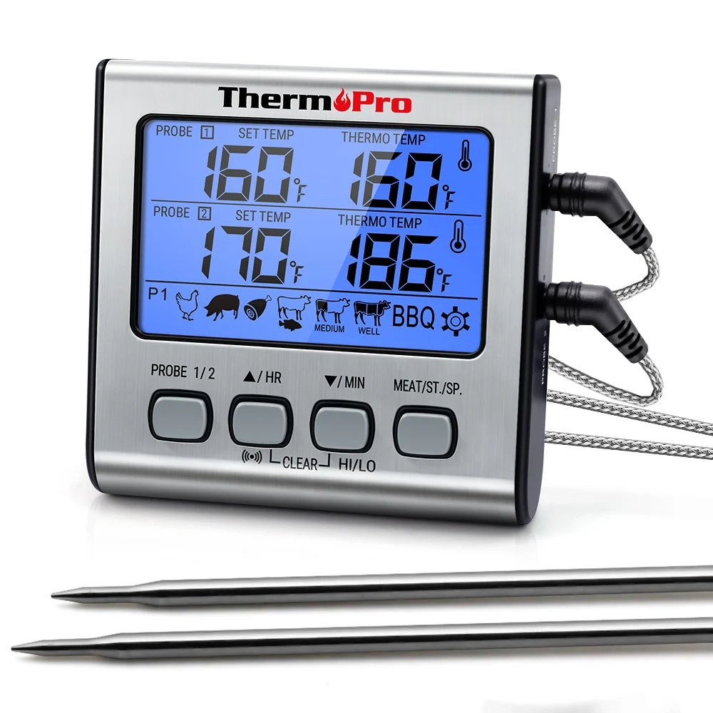 ThermoPro-TP17 디지털 백라이트 LCD 디스플레이 듀얼 프로브 바베큐 오븐, 고기 그릴 요리 주방 온도계 ThermoPro-TP17 디지털 백라이트 LCD 디스플레이 듀얼 프로브 바베큐 오븐, 고기 그릴 요리 주방 온도계