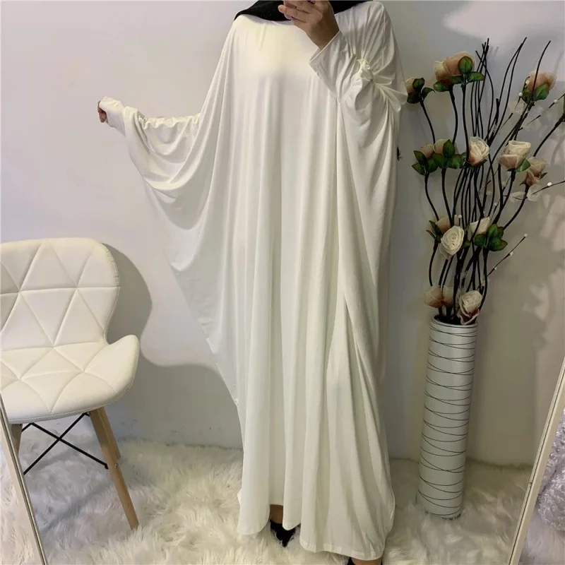 Muslim Fashion Women's Clothing Fashion Comfortable Batwing Long Sleeve Solid Color Casual Dress