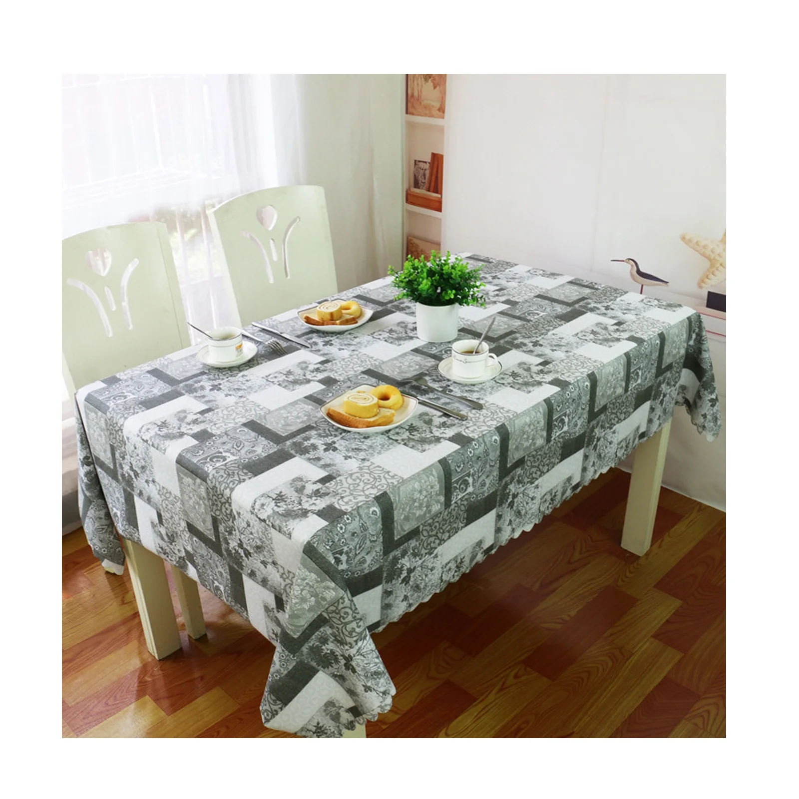 

Pvc Tablecloths, Waterproof Table Covers Vingtage Black White Pattern Black White Dining Table Coffee Table Deco