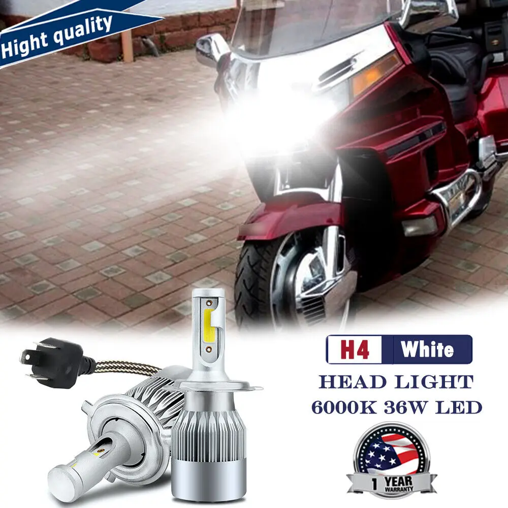 

2x 72W Bright White Replace LED Headlight Bulbs For Honda GL1500 Goldwing 88-97