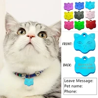 2pcs custom engraving cat pet tag aluminum collar name pendant necklace collar puppy anti lost pet cat id nameplate accessory