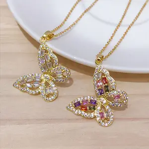 SISSLIA Butterfly Pendant Necklace Trendy Gold Stainless Steel Chain Necklace Female Party Jewelry Accessories