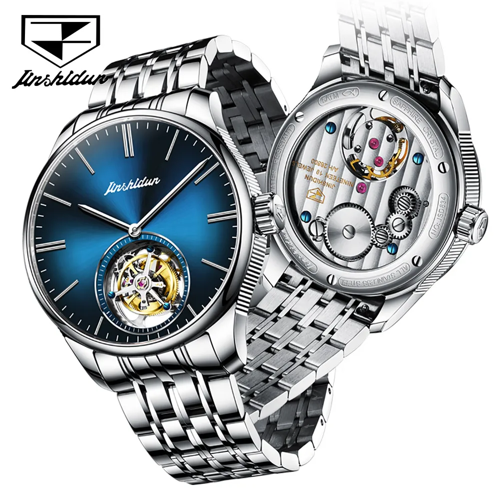 Фото Мужские часы JINSHIDUN 834 Real Tourbillon, лимитированная серия, автоматические механические часы, водонепроницаемые, оригинальные наручные часы для мужчин. №2