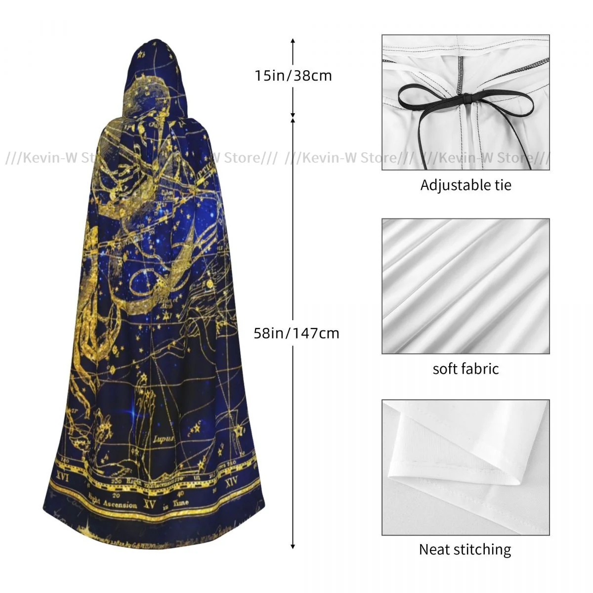 Плащ Mystic Tarot astrодной с капюшоном золотого скорпиона полиэстер унисекс накидка