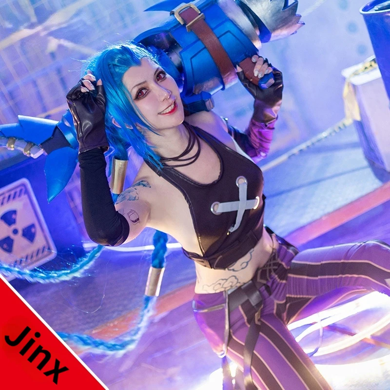 

Game League of Legends Arcane Cosplay Jinx Cosplay Costume Game LOL Arcane Cos The Loose Cannon Jinx Costume with Cosplay Wig