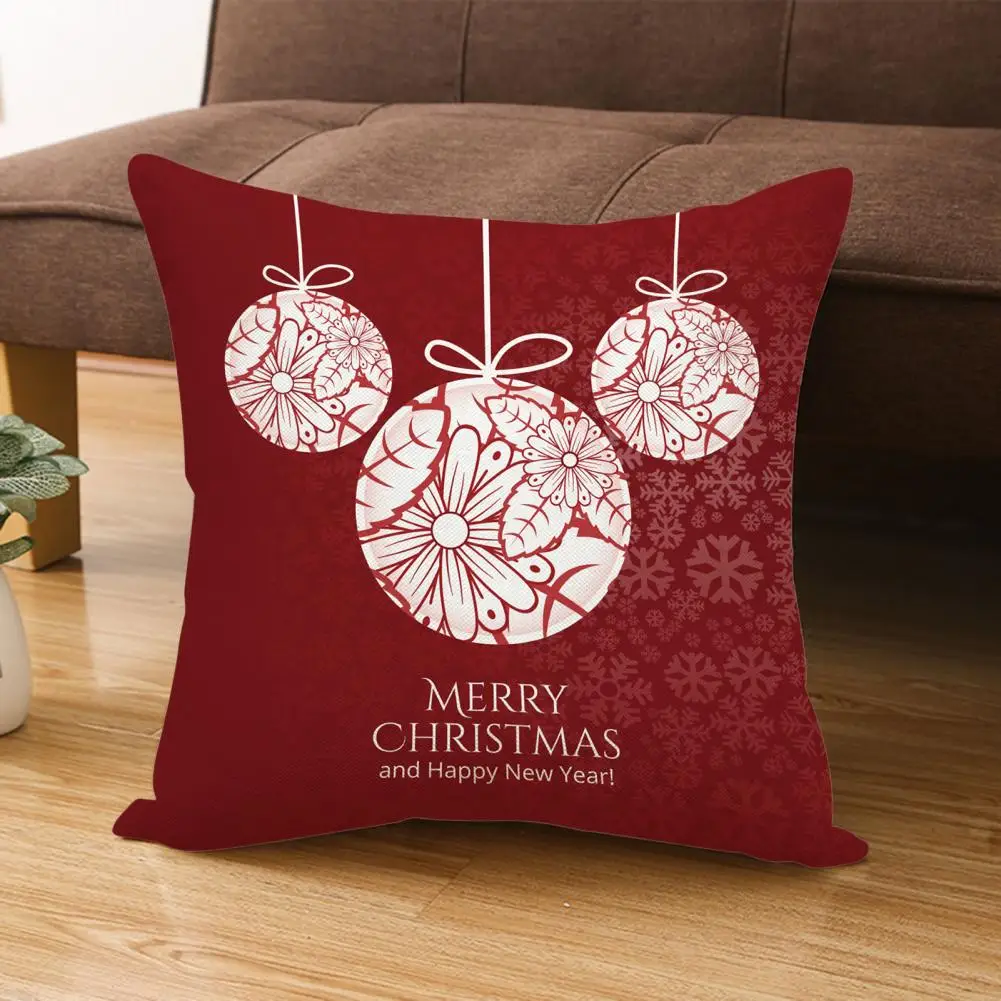 

Cushion Case Festive Christmas Pillow Covers Durable Non-fading Elk Snowman Print for Stylish Holiday Decor Throw Pillow Cover