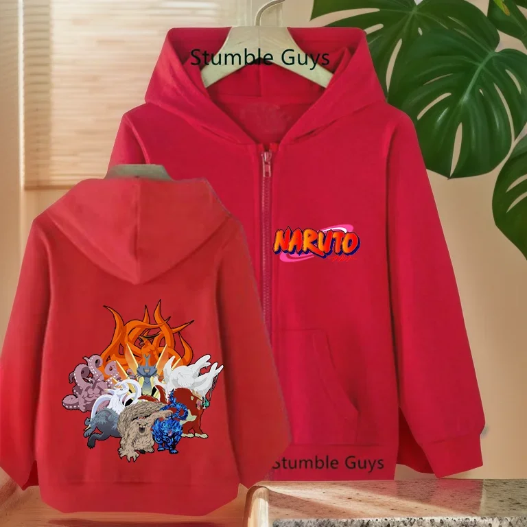Новинка Детская толстовка с капюшоном на молнии аниме-принтом Какаси и длинными