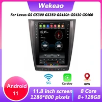 wekeao vertical screen tesla style 12 1 1 din android 11 car radio for lexus gs gs300 gs350 gs450h gs430 gs460 car dvd player