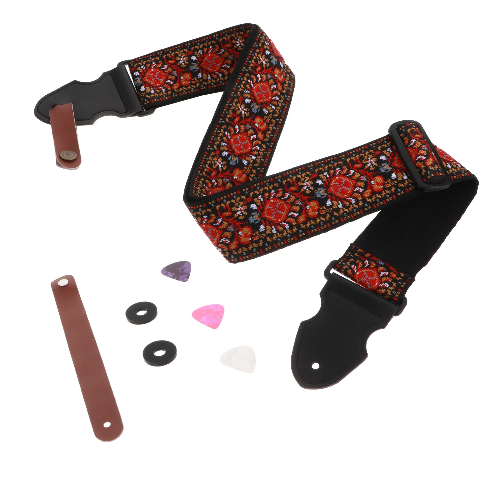 

1 Set Practical Adjustable Guitar Strap and Guitar Picks (Assorted Color)