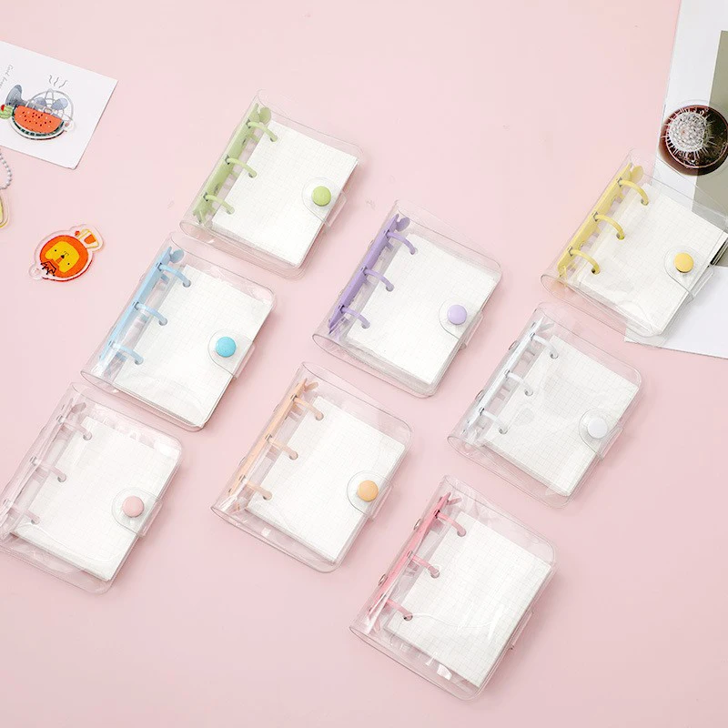 

Kawaii Transparent Mini Binder Notebook Cover Cute Girl-heart DIY Diary Notepad Kpop Photocard Collect Book Album Stationary