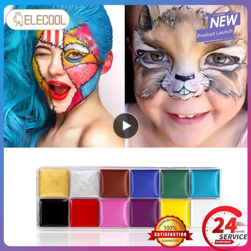 

12Colors Boxed Painting-Oil Face Makeup Professional Body Painting Palette Tattoo Painting Cosplay Theme Party Masquerade Makeup