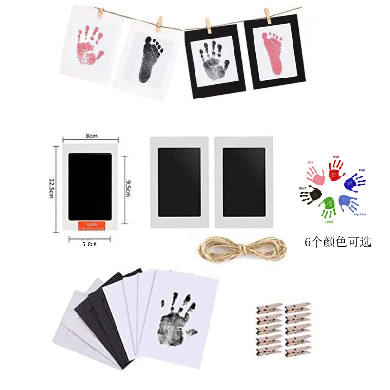 

Black and white photo frame paper hand and foot print oil wash-free printing oil baby footprint hand and foot print