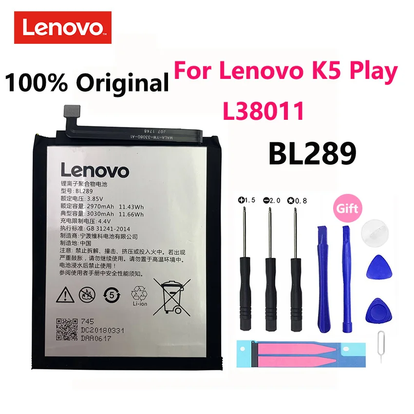 

100% Original 3030mAh BL289 Battery For Lenovo K5 Play L38011 Mobile Phone Replacement Batteries Bateria