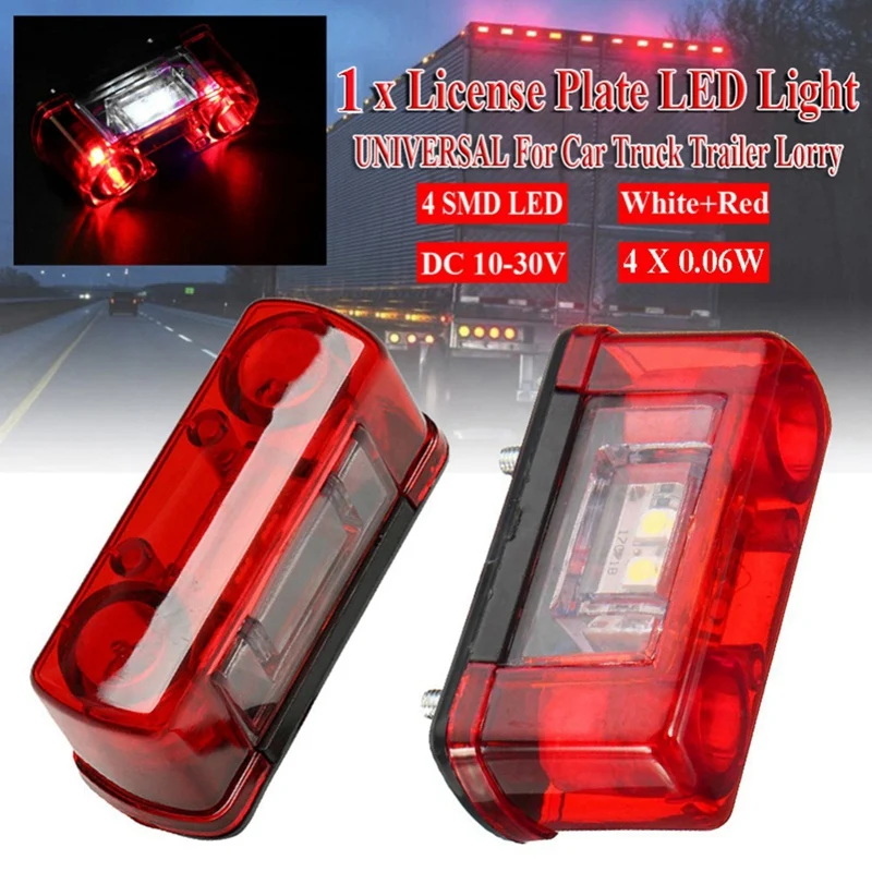 

12V 24V Car LED License Number Plate Light Lamp Universal LED License Plate Car Truck Trailer Lorry Rear Tail Light 4SMD