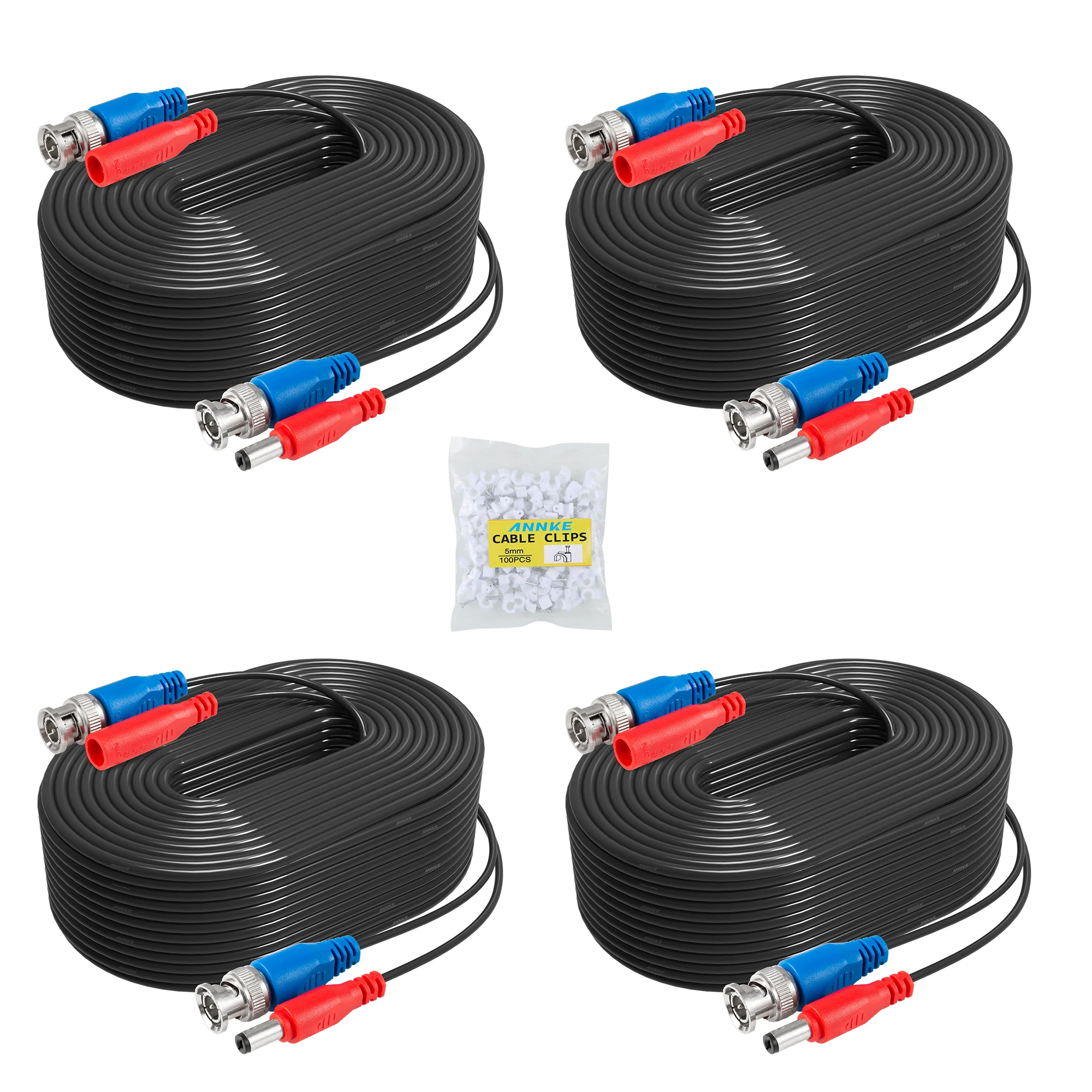 

4PCS a Lot 30M 100 Feet CCTV BNC Video Power Cable For CCTV AHD Camera DVR Security System Black Surveillance Accessories