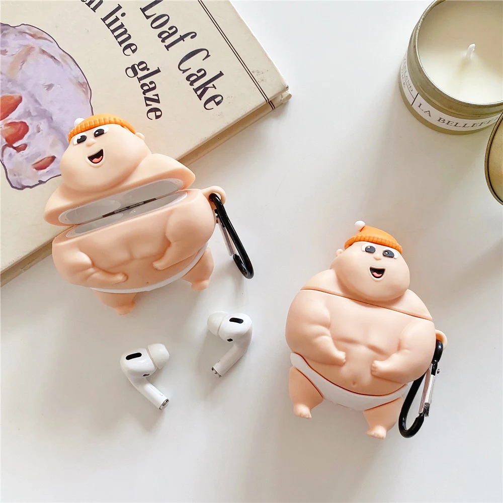 

Чехол для наушников Sumo man для AirPods 3, защитный чехол для Apple Airpods 2, 1 pro, милые аксессуары для пухих мышц