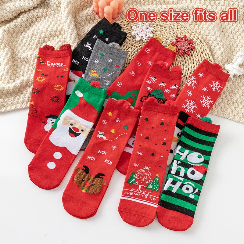 

1 пара, рождественские хлопковые носки со снеговиком