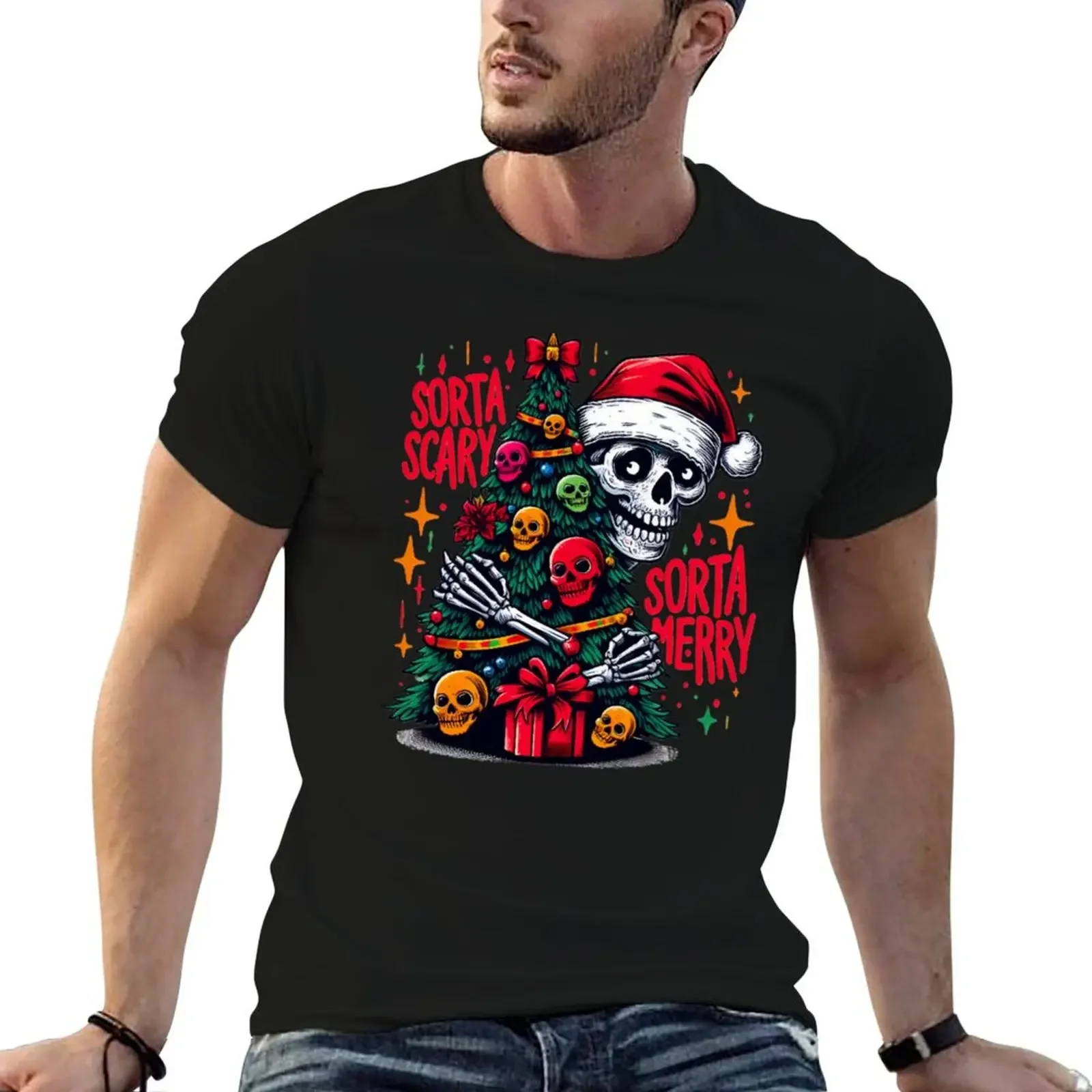 Футболка Sorta Merry Creepmas винтажная аниме-рубашка для мальчиков белые синие армейские