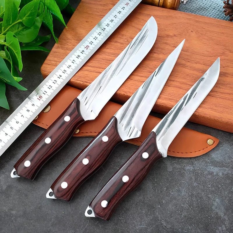 

Forged Boning Knife Pig Beef Sheep Cutting Carving Fishing Hunting Knife Purple Color Wood Sharp Barbecue Sushi Knife Mes