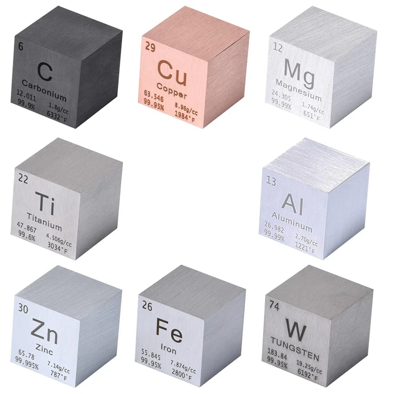 

8 Piece Elements-Cube Set 1Inch Tungsten-Cube Periodic-Table Of Elements Metal For Teaching, Gift, Collection