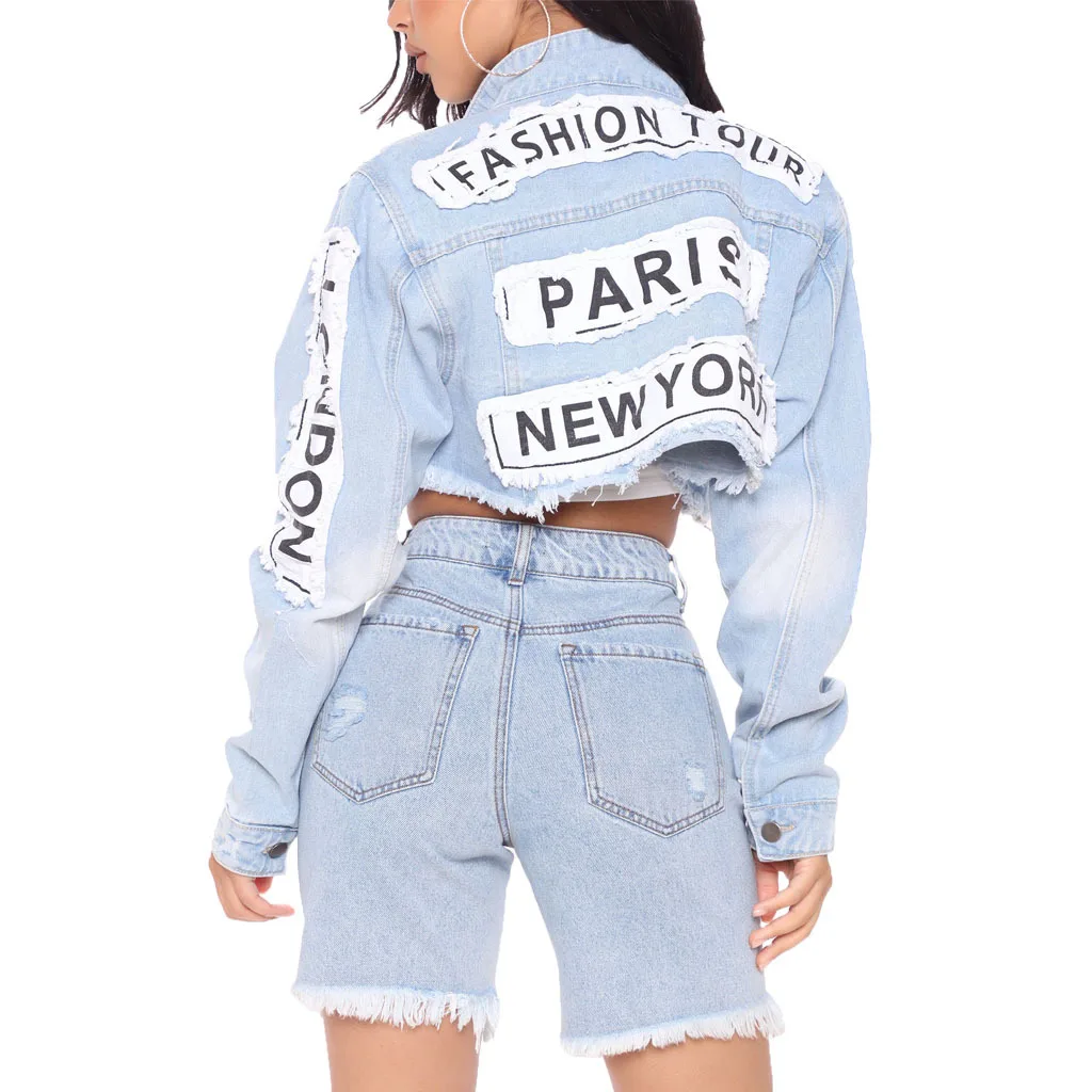 Новинка стильная женская джинсовая осенняя куртка Jacketnew в американском стиле