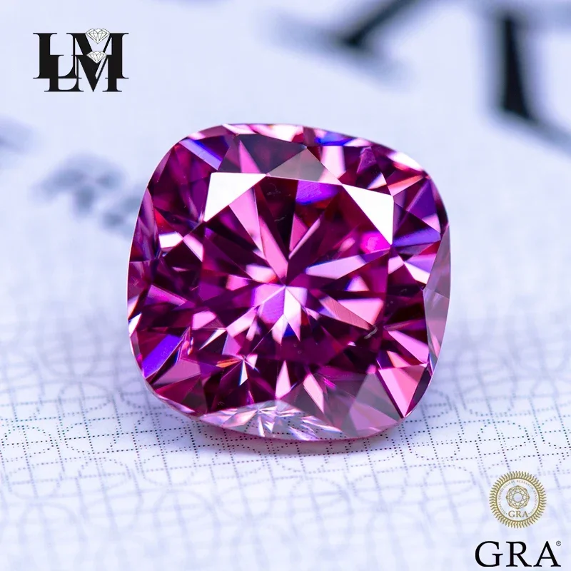 Муассанит Алмазная подушка огранки розового цвета Lab Grow драгоценный камень