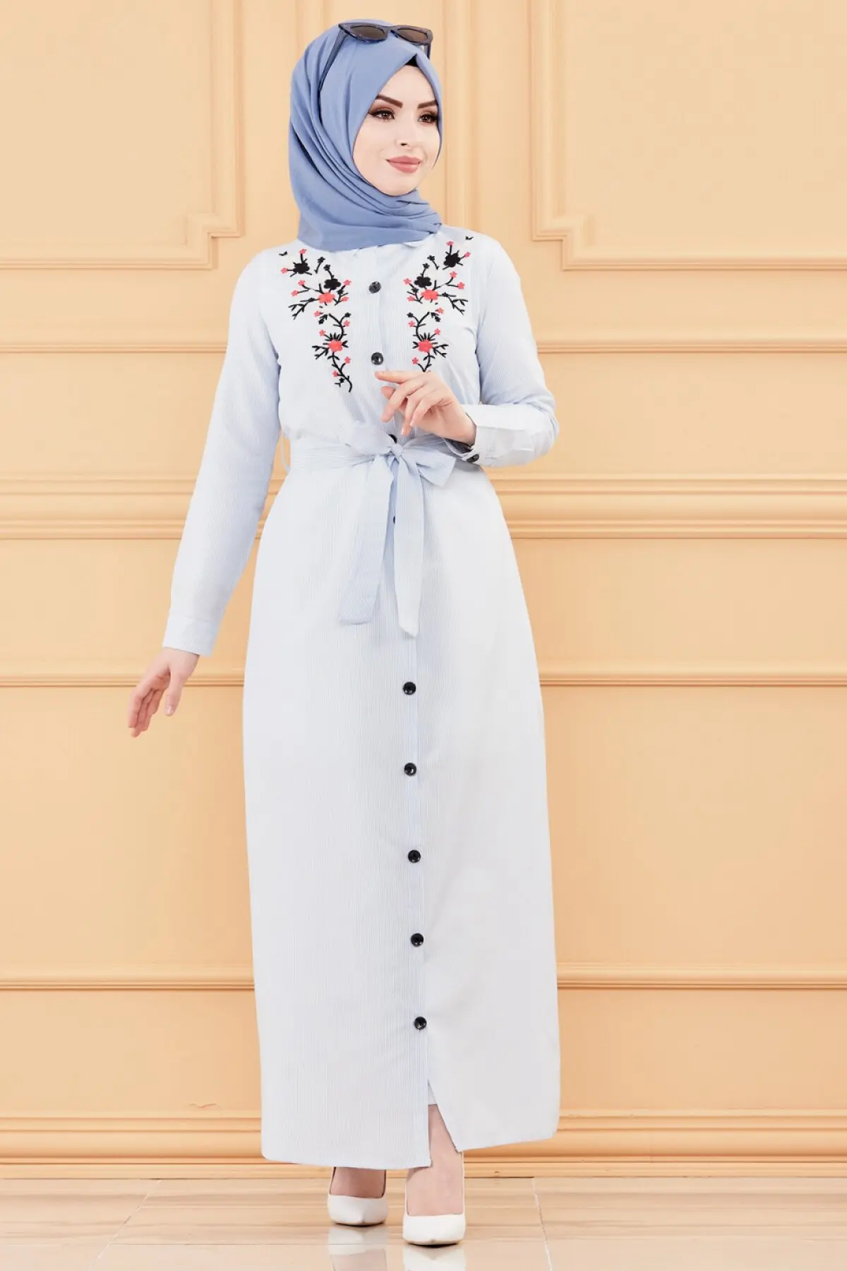 TUGBA Muslim Dress Long Sleeve Floral Print muslim dress code 2021 turkish gown hijab summer