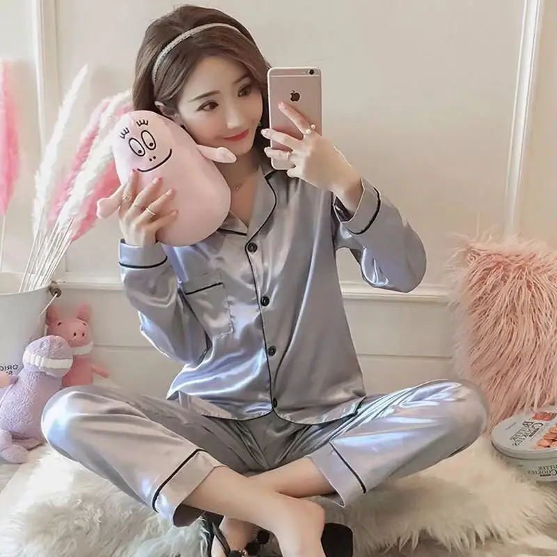 Silk Pajamas Plus Size Women Solid Cute Pajamas for Women Summer Nightwear Pajama Two Piece Set Satin Silk Pyjamas Loungewear