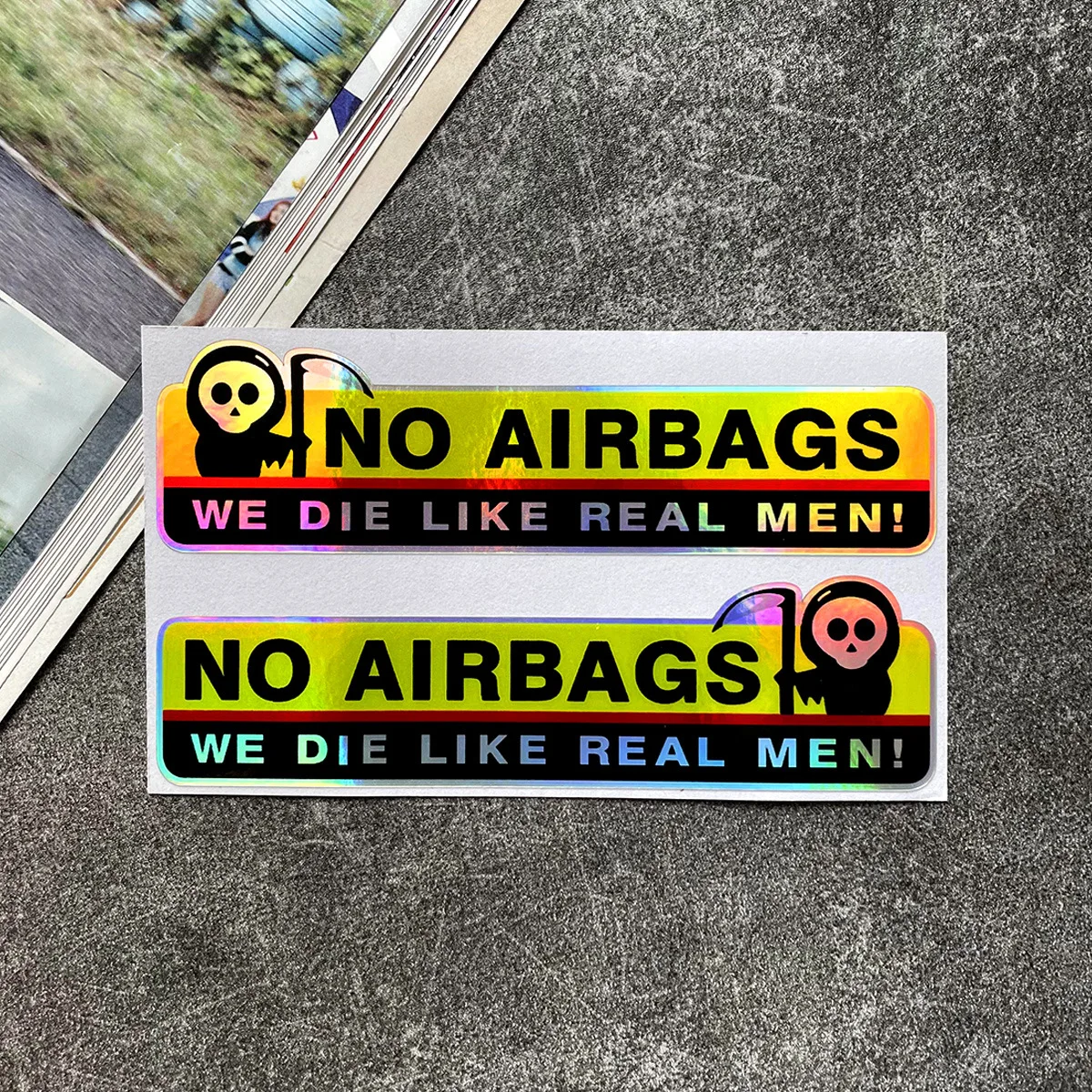 

2 шт., без воздушных мешков, забавные наклейки для мотоцикла, наклейки для топливного бака, шлема, предупреждающие наклейки, авто солнцезащитный козырек, украшение для окна, бампера