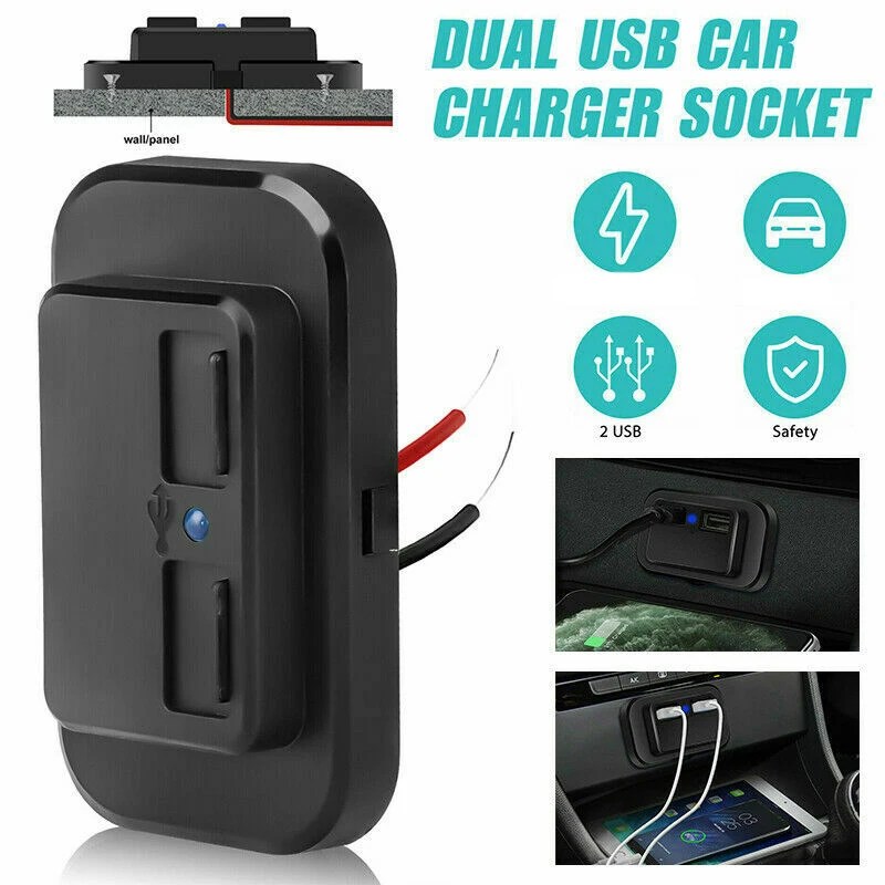 

Car Charger Outlet Dual USB Output Ports Power Sockets Charging Spare Parts Accessories For Camper Van RV Caravan Motorhome
