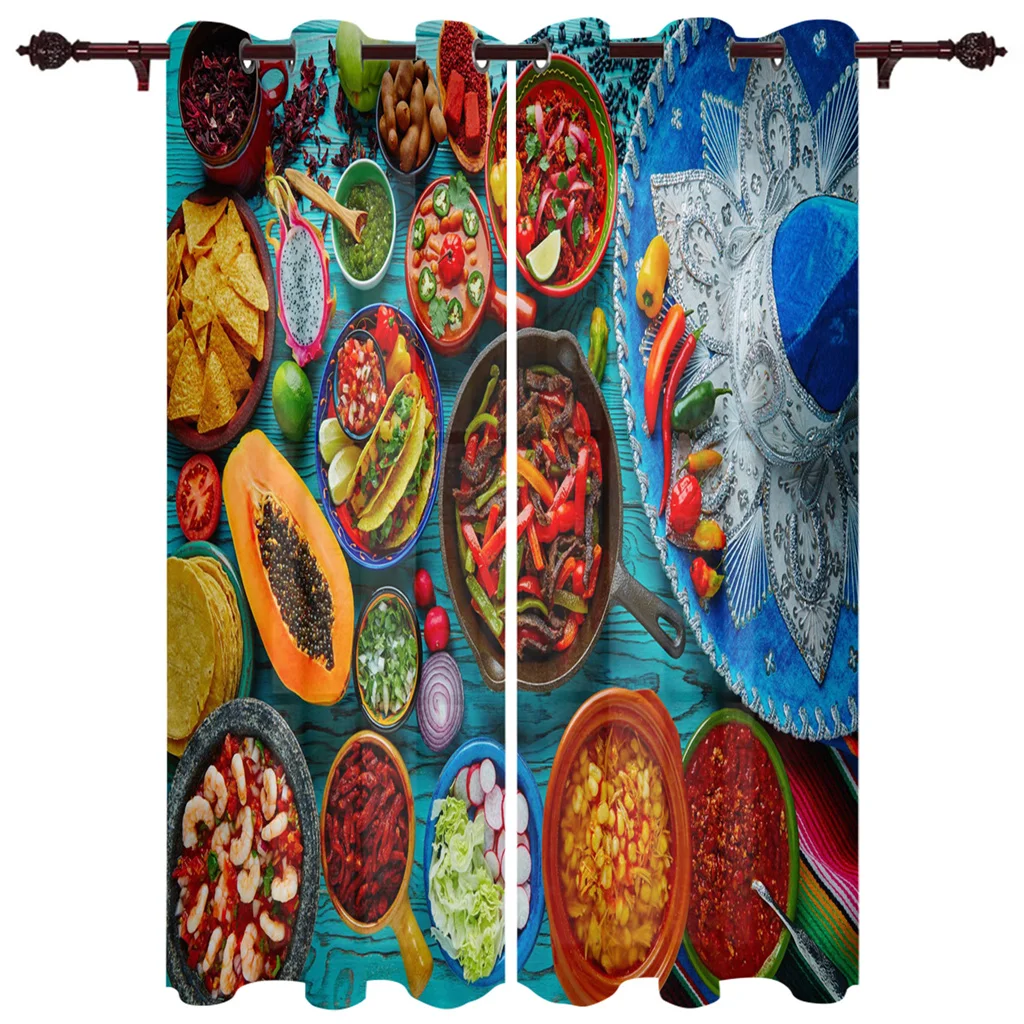 

Ready-made Pepper Sushi Chill Flowers Print Window Blind Blackout Curtains For Kids Living Room Bedroom Kitchen Door Home Decor