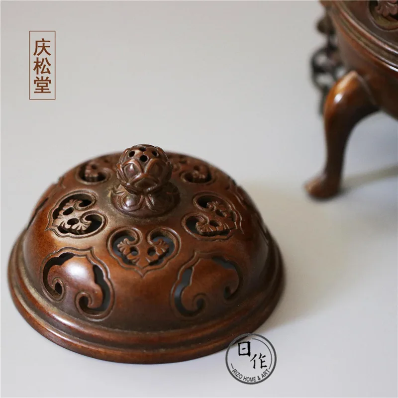 Фото Курильница Hu Qingsong из чистой фотолампы, Императорская печь из красной меди, курильница для дома, курильница из сандалового дерева №3