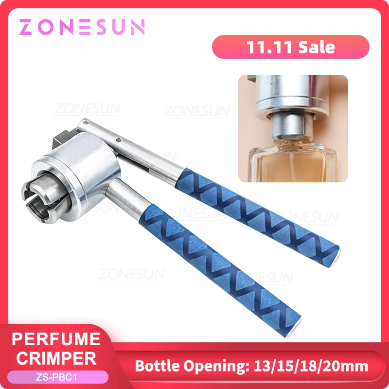 

ZONESUN Perfume Bottle Crimper Stainless Steel Manual Spray Vial Capping Top Seal Capping Tool 13 15 18 20mm ZS-PBC1