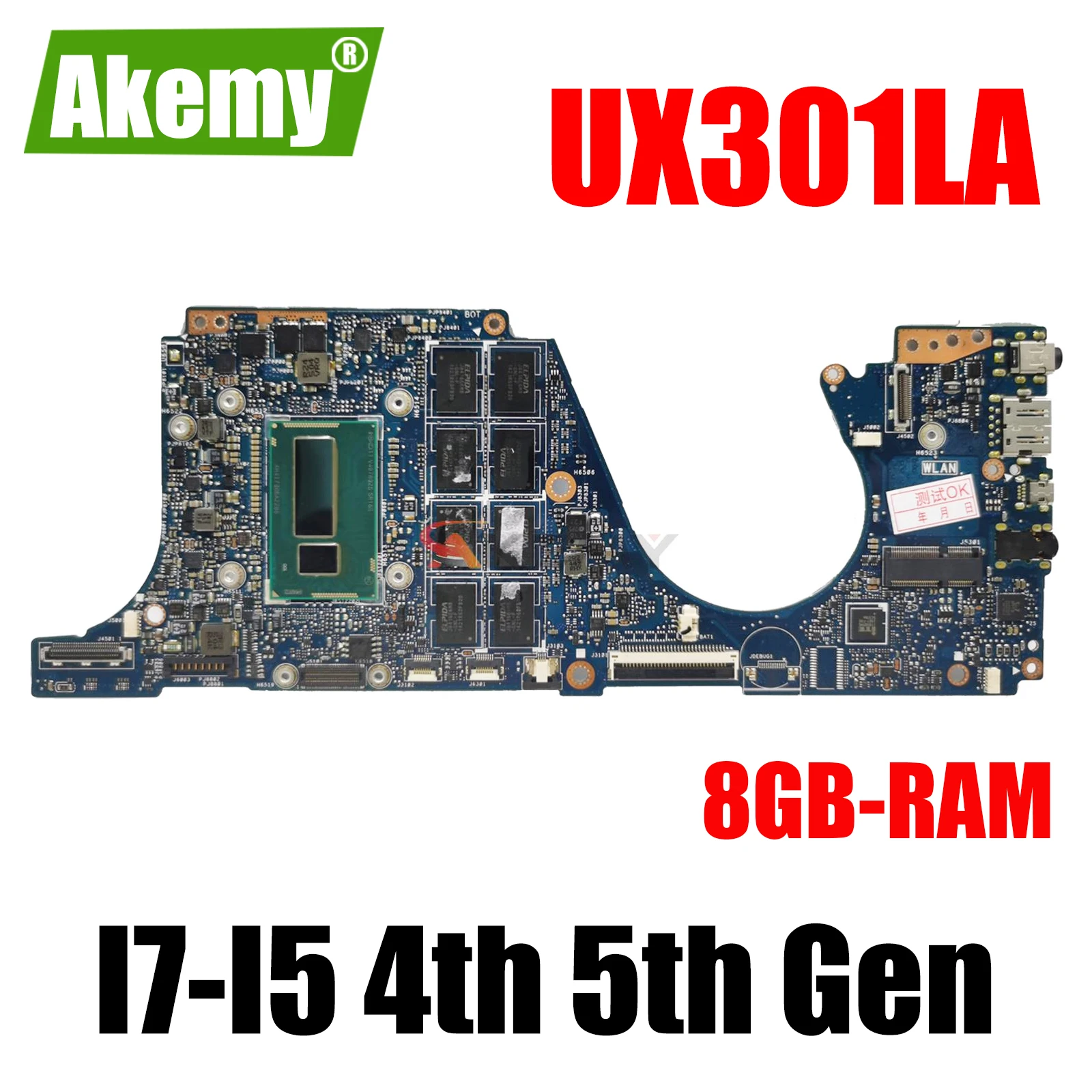 

UX301LA MAINBOARD For ASUS UX301 UX301L UX301LAB Laptop Motherboard I7-I5 4th 5th Gen 8GB-RAM Test Mainboard work 100%