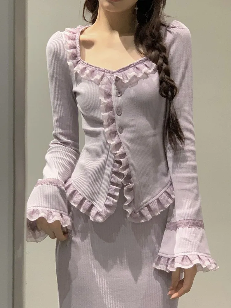 Женский трикотажный кардиган Korobov комплект из двух предметов в Корейском стиле