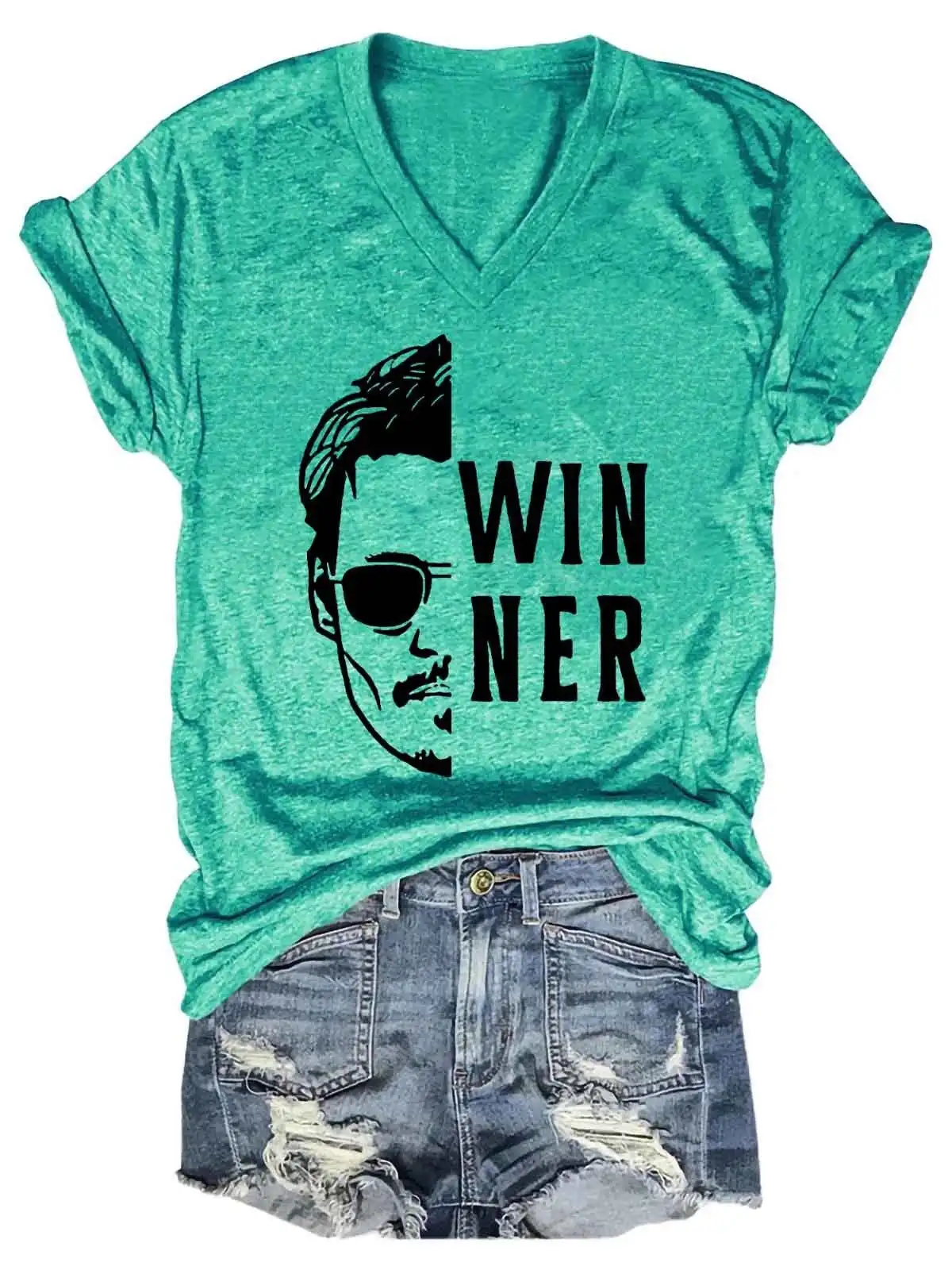 Women's Johnny Depp Winner Shirt Truth Wins V-Neck T-Shirt