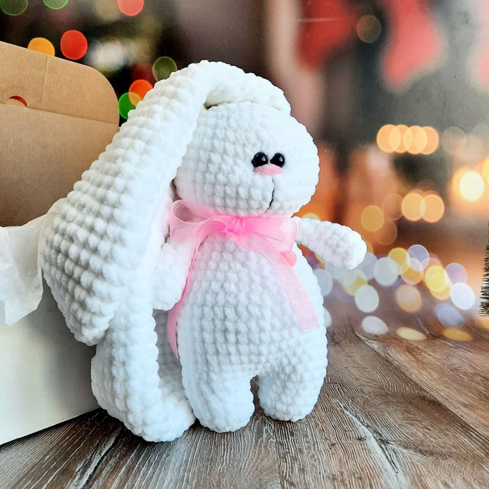 Мягкая игрушка Зайка Мила плюшевый заяц вязаная ручная работа 22см - купить по