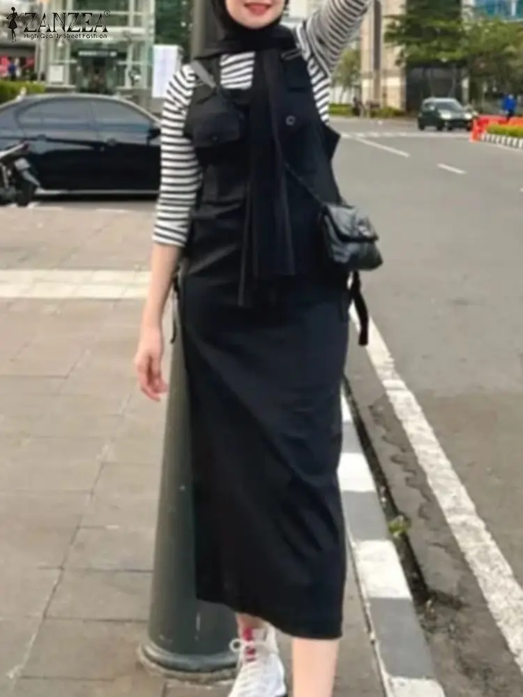 Женское летнее платье-комбинезон ZANZEA женское винтажное платье-карго на бретелях