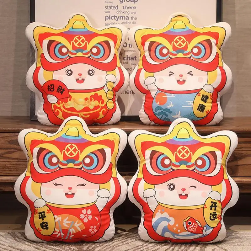 

2023 китайский новогодний знак зодиака, плюшевая подушка на молнии, мягкая Набивная игрушка-талисман в виде животного, домашний декор для дивана, стула, кровати