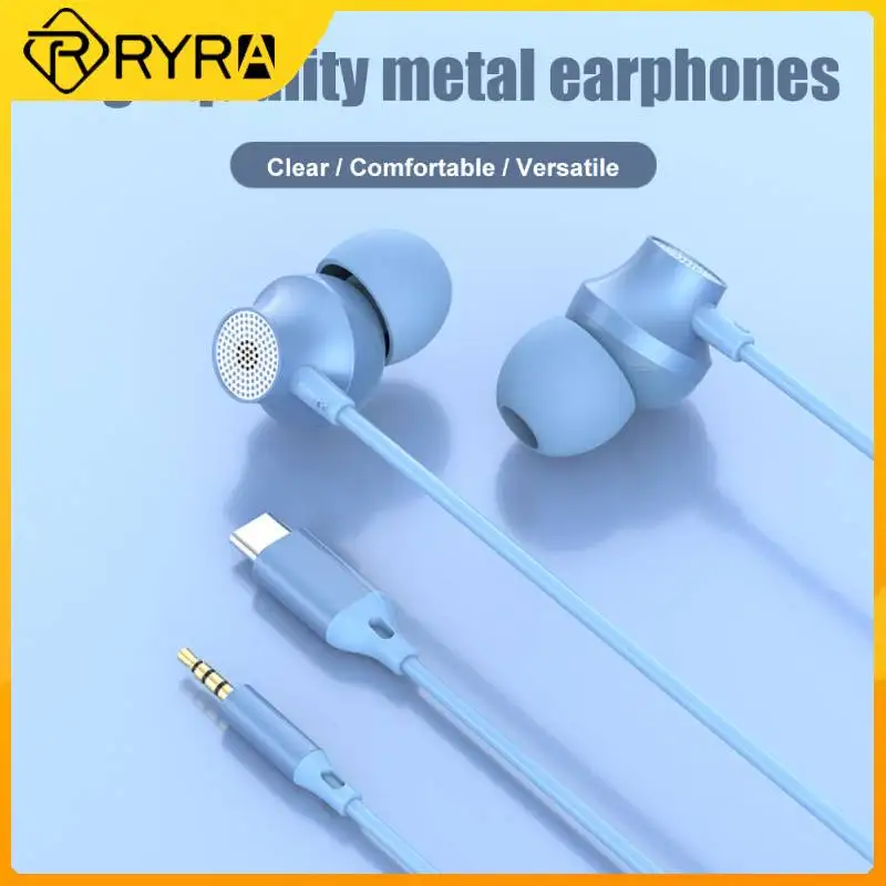 

RYRA Sport Earphone Wired Super Bass 3.5mm Type-C Crack Colorful Headset Earbud With Microphone Hands Free For Huawei