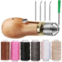 12 sewing awl kit leather sewing awl stitching tool handheld sewing awl with needles for diy leather craft supplies