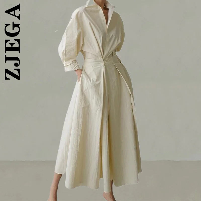 

Zjega New Dress Women Neck Long Sleeve Solid Long Shirt Dress Elegant Dresses Robe Elegant Vestidos Female Woman Clothes