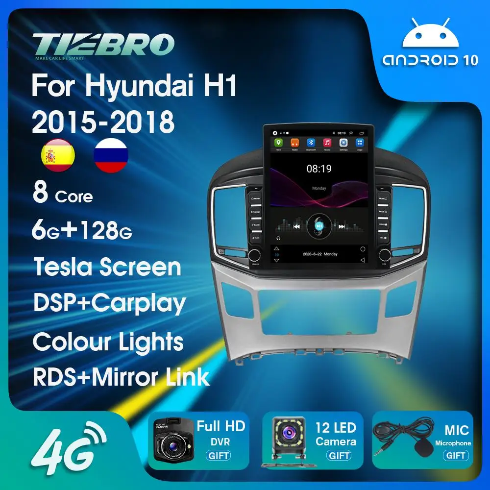 

Автомобильный вертикальный экран в стиле Tesla, Bluetooth плеер Android 10, автомобильное радио для Hyundai H1 Grand Starex 2015-2018, GPS-навигация Carplay