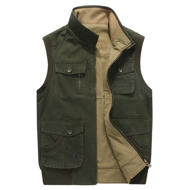 

Men's Vests Casual Regular Solid Loose Cotton Multi Pocket Reversible Vest Men Fashion Clothes Plus Size M - 8XL