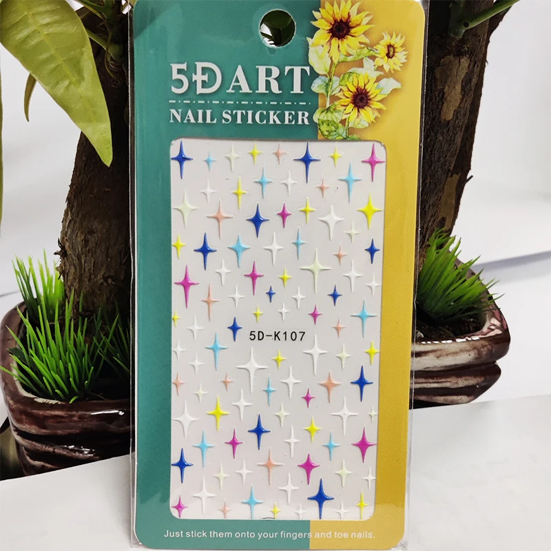

5D Stickers for Nails Color Star Love Starry Sky Nail Art Decorations Stereoscopic Sticker Accessories Anaglyph Effect Design