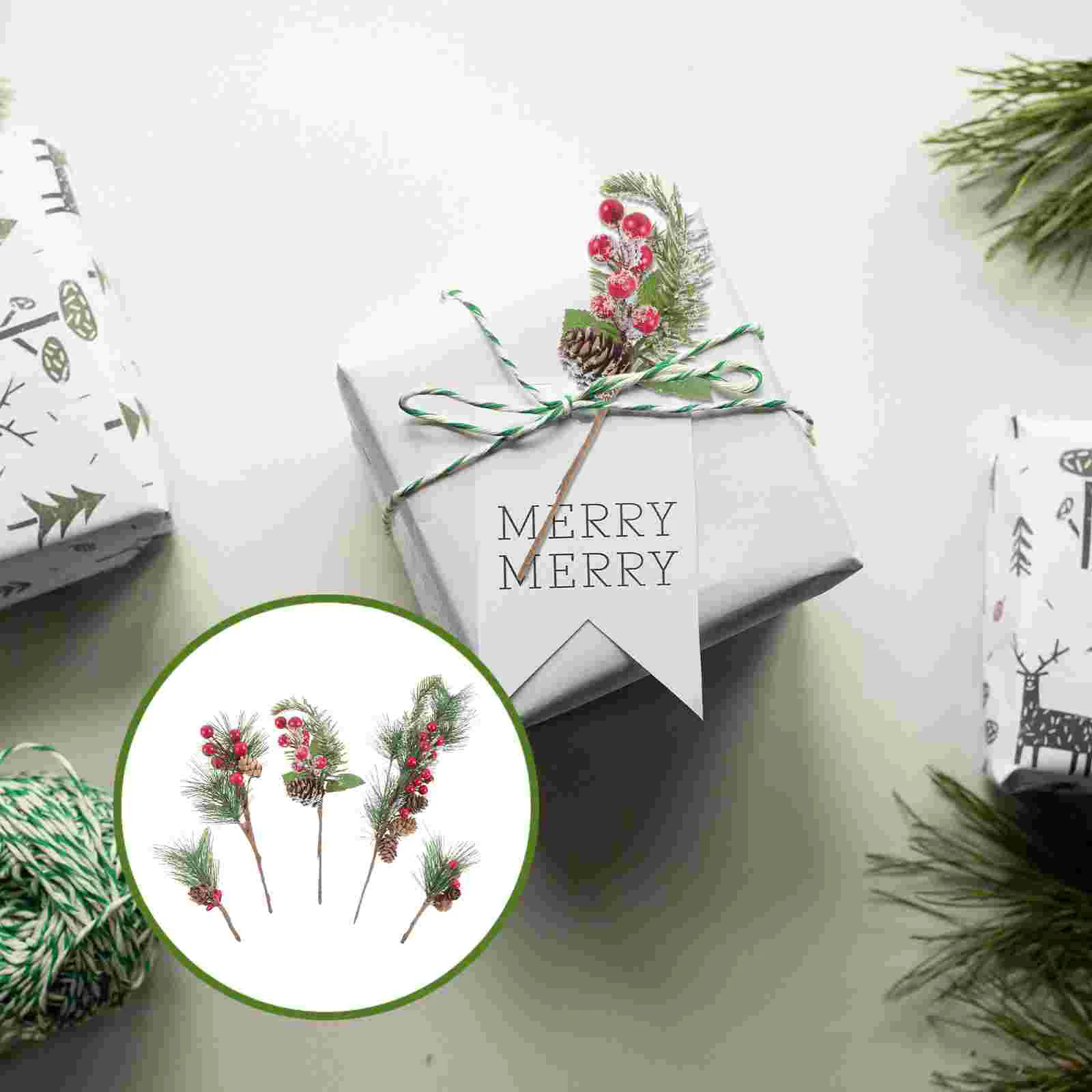 

Christmas Ornaments Artificial Pine Picks Vase Filler Decor Soft Pvc Decorations