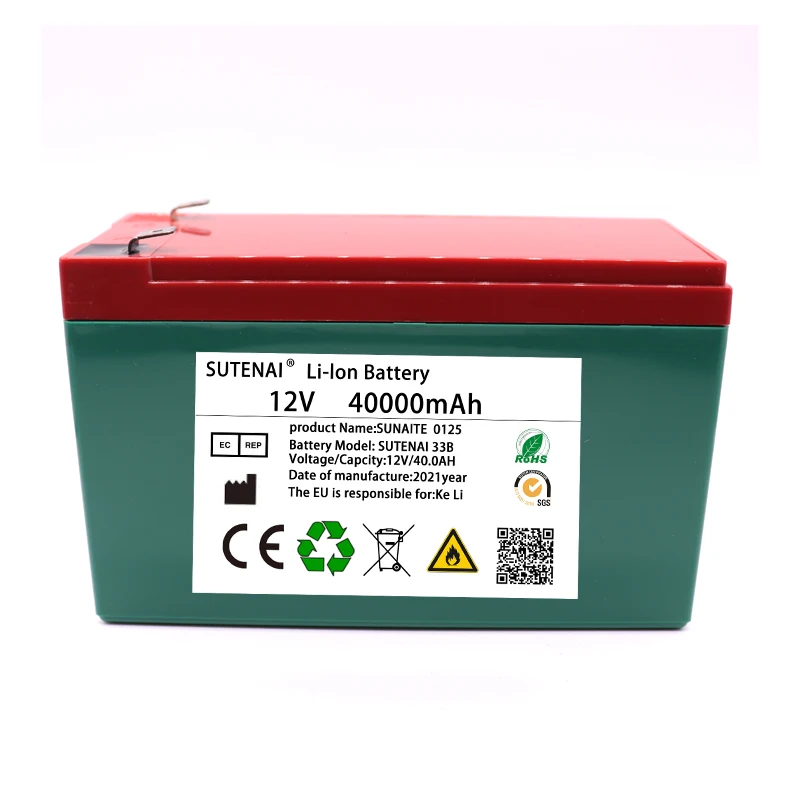 NEW 12V 40Ah 18650 lithium battery pack 3S6P built-in high current 30A Solar street lamp xenon backup power supply LED |