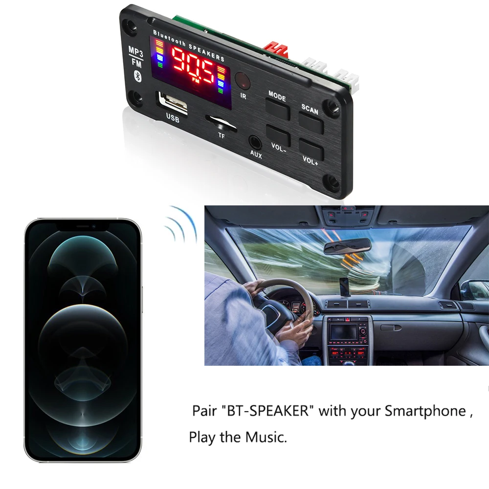 2*25 Вт 50 усилитель Bluetooth MP3 декодер аудиоплата DC 5 в 12 В USB источник питания TF FM радио